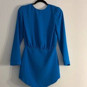 Amanda Uprichard Bright Blue Long Sleeve Mini Dress